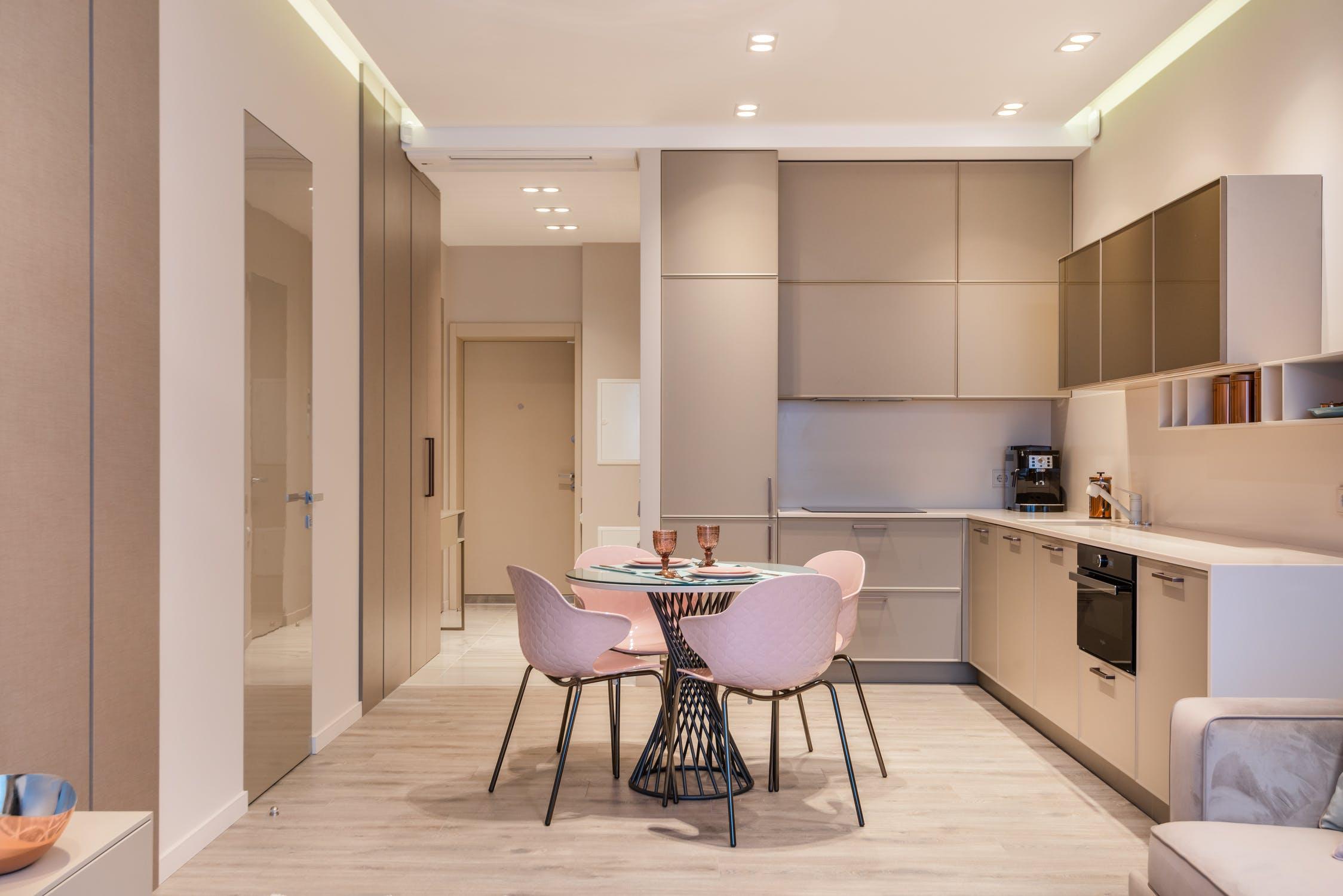 Dining Table Sets for 4 Seaters,Kitchen Bar Stool and One-Leg Table Round Top,Kitchen Room