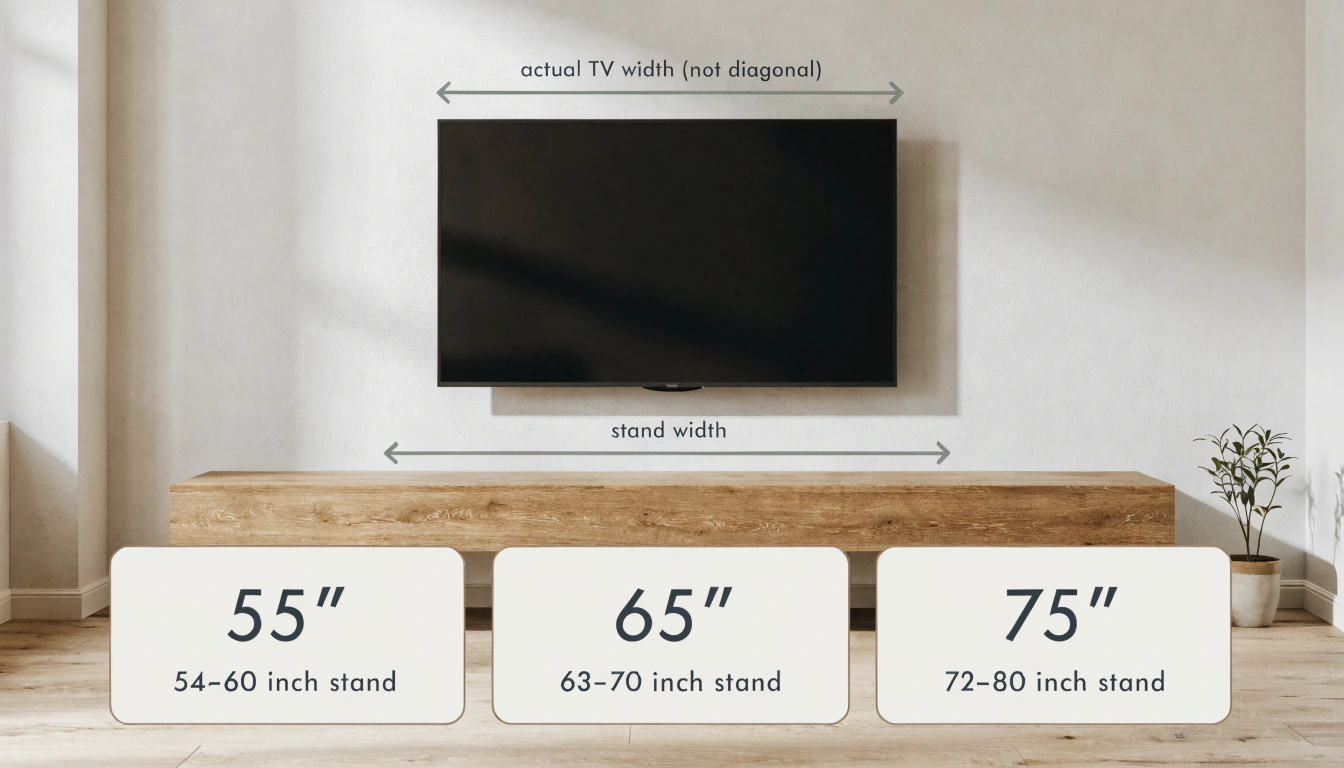 How Big Should Your TV Stand Be for a 55, 65, or 75 Inch TV?