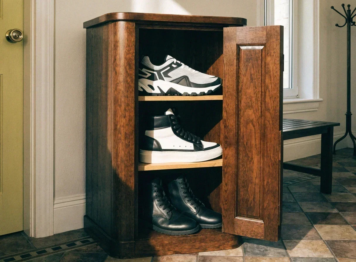 How to Choose a Shoe Cabinet for Men's Sizes, High-Tops, and Bulky Shoes
