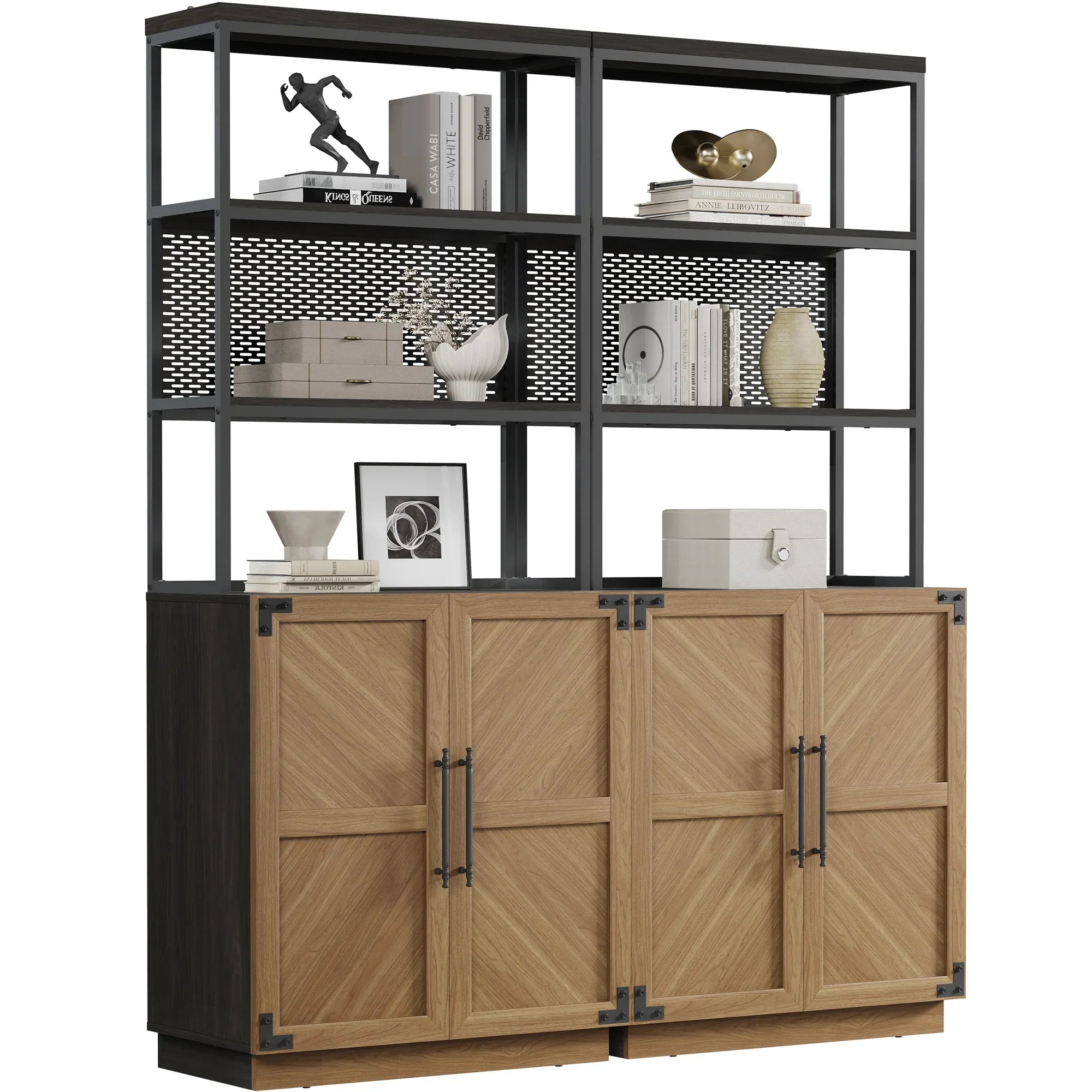 Willow 2 Doors Bookshelf, 75.3 Inch Tall