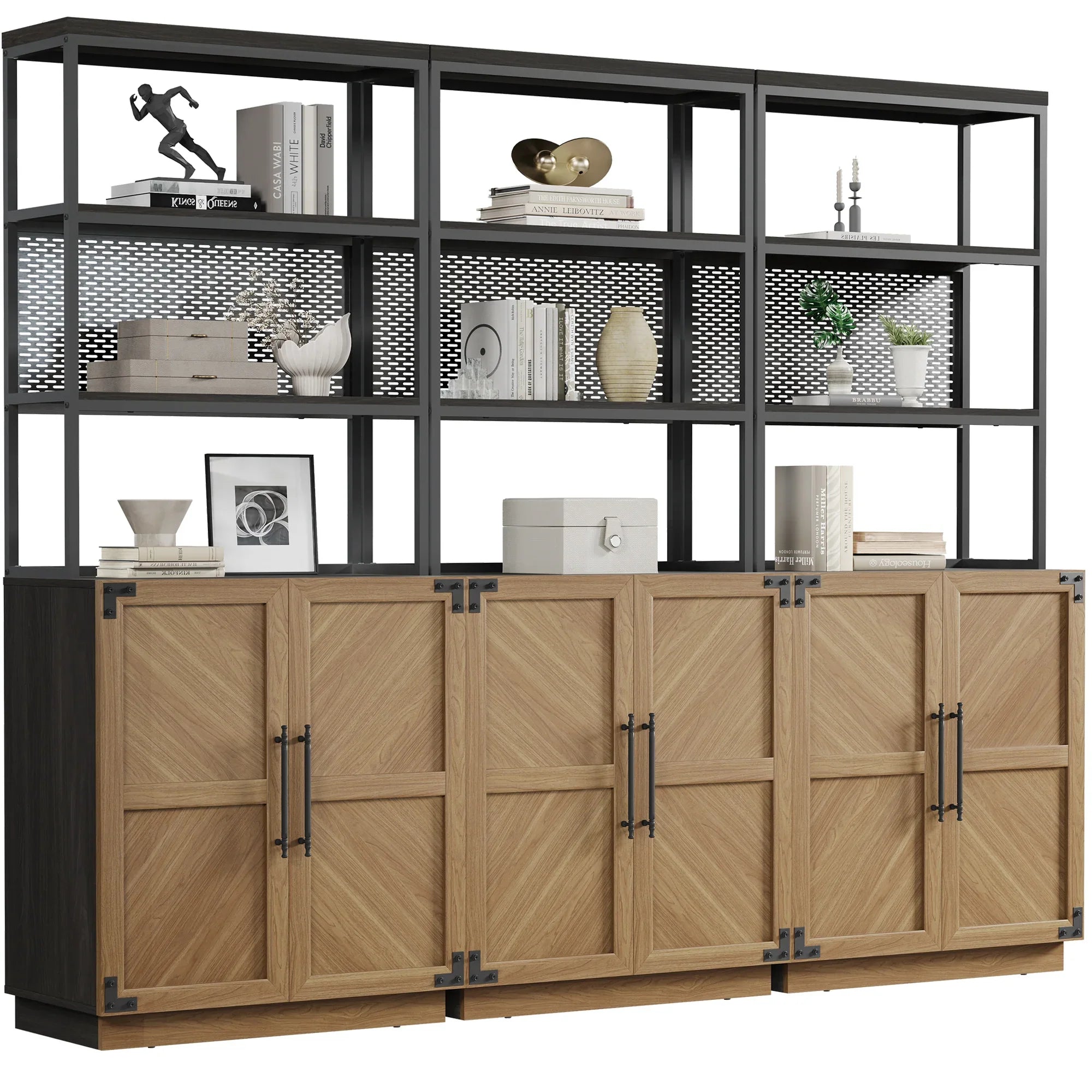 Willow 2 Doors Bookshelf, 75.3 Inch Tall