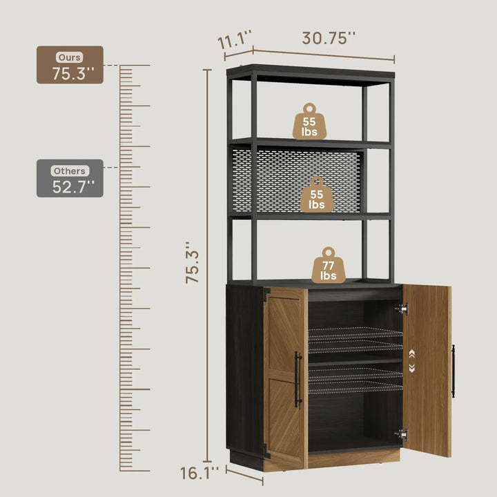 Willow 2 Doors Bookshelf, 75.3 Inch Tall