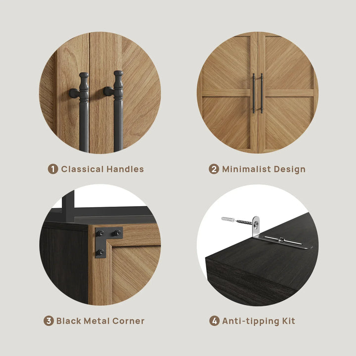 Willow 2 Doors Bookshelf, 75.3 Inch Tall