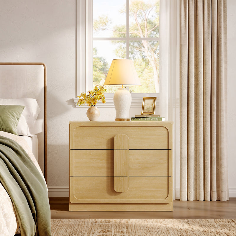 Arcus Nightstand with 3 Drawers, Arched Handles