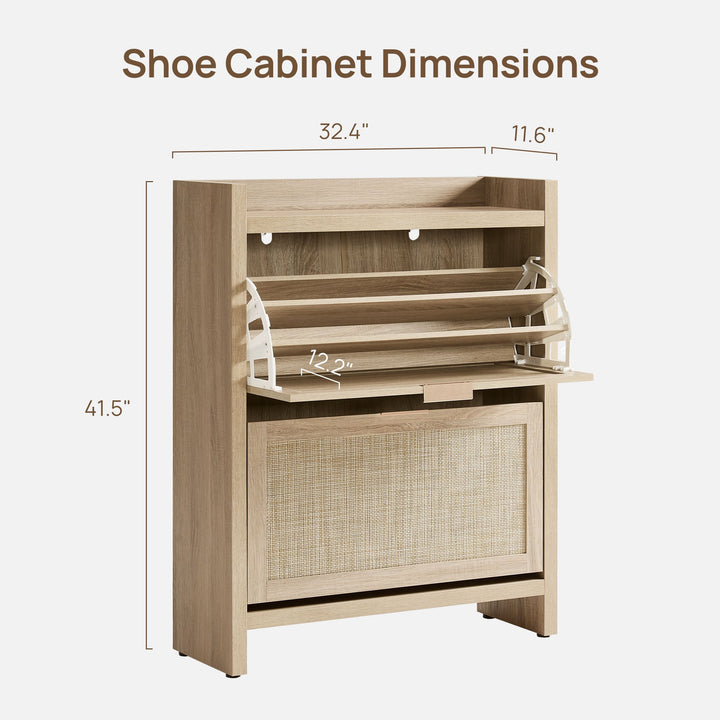 Savanna Rattan Double Flip Shoe Cabinet, Set of 2