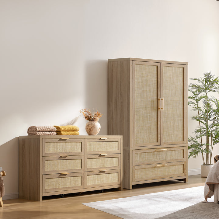 SICOTAS 2-Piece Rattan Bedroom Furniture Set-WM