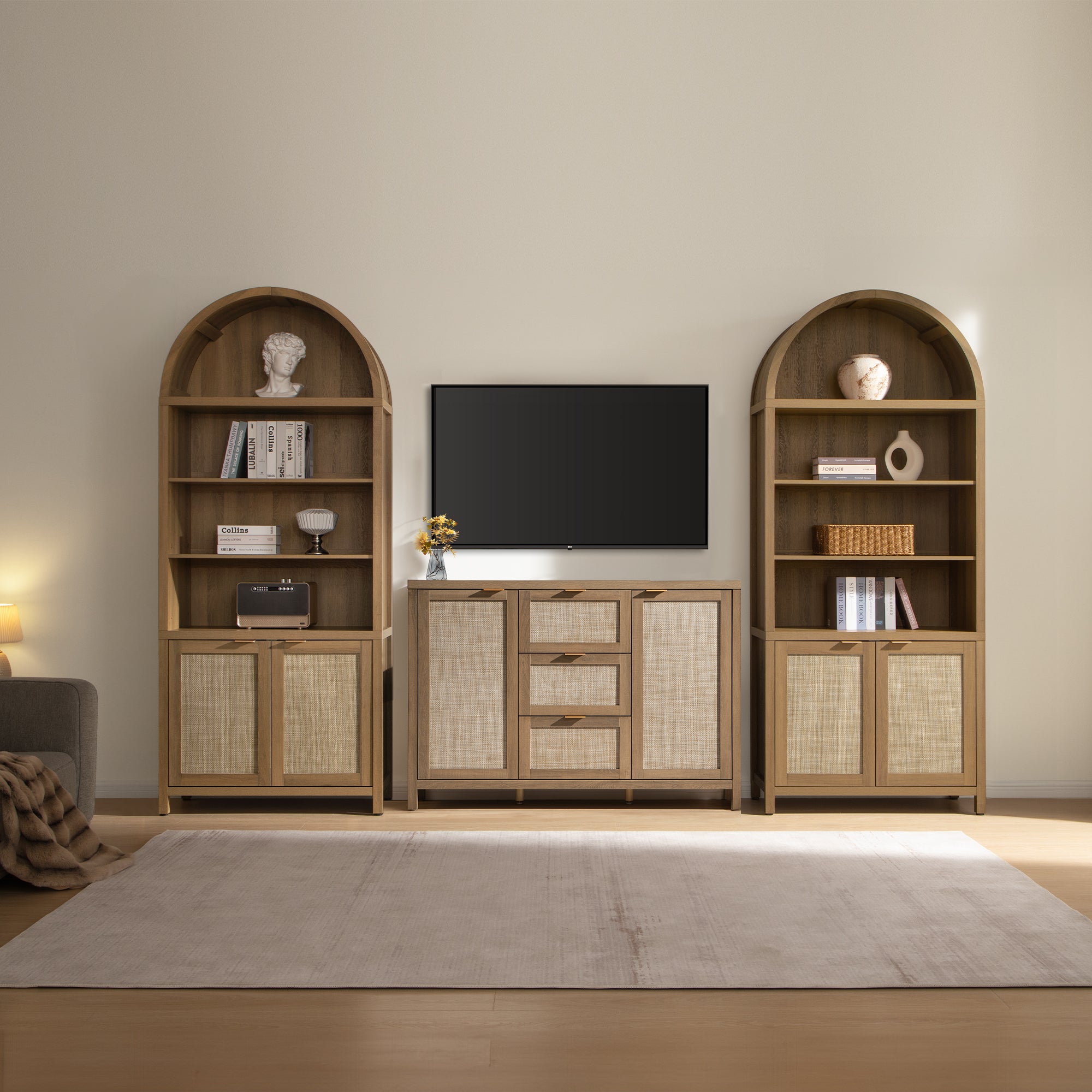 SICOTAS  Rattan Kitchen Pantry Storage Cabine Set WM