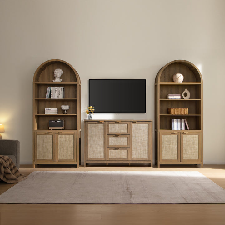 SICOTAS  Rattan Kitchen Pantry Storage Cabine Set WM