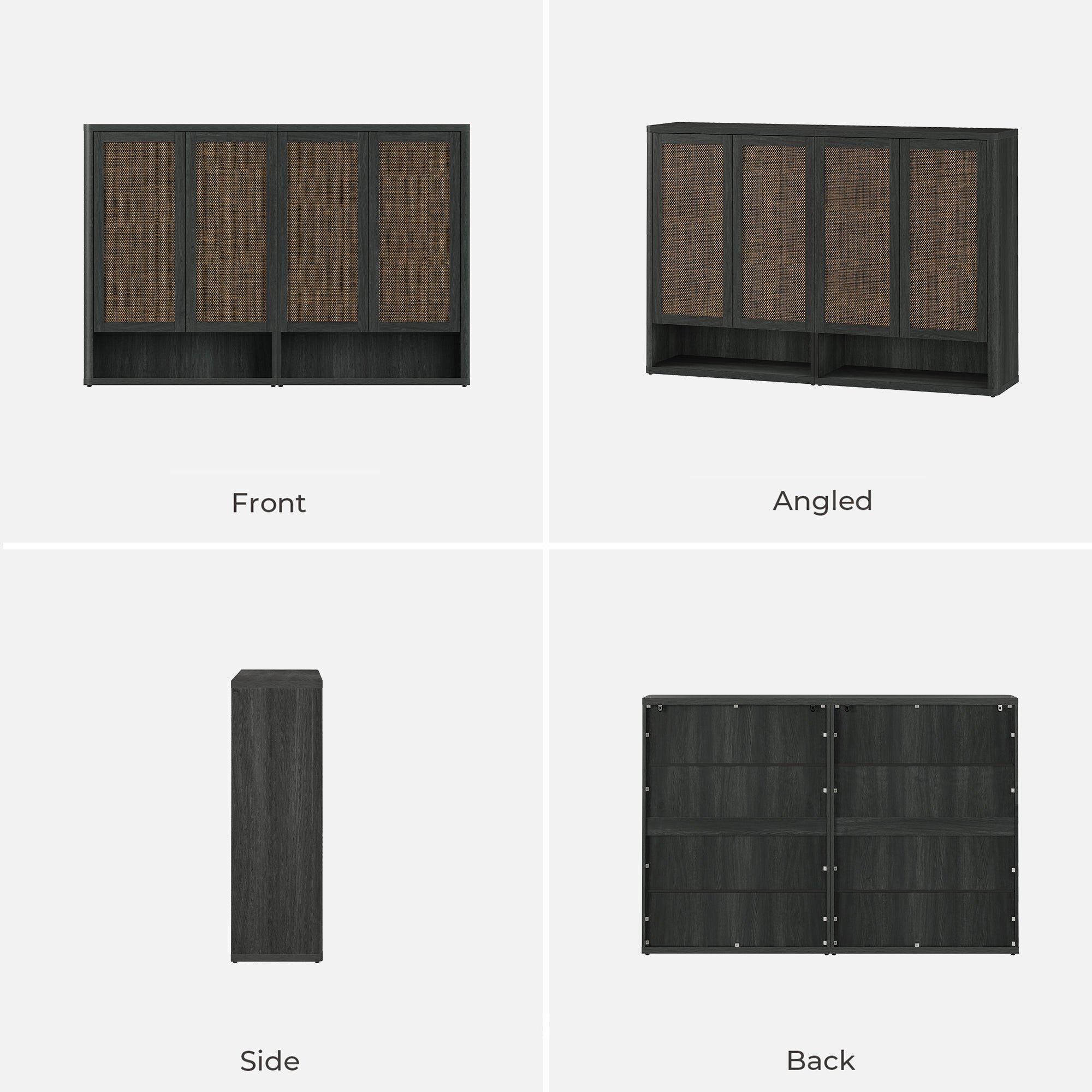 Zura 2-Piece Black Shoe Cabinet, Holds 50 Pairs