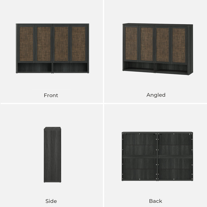 Zura 2-Piece Black Shoe Cabinet, Holds 50 Pairs