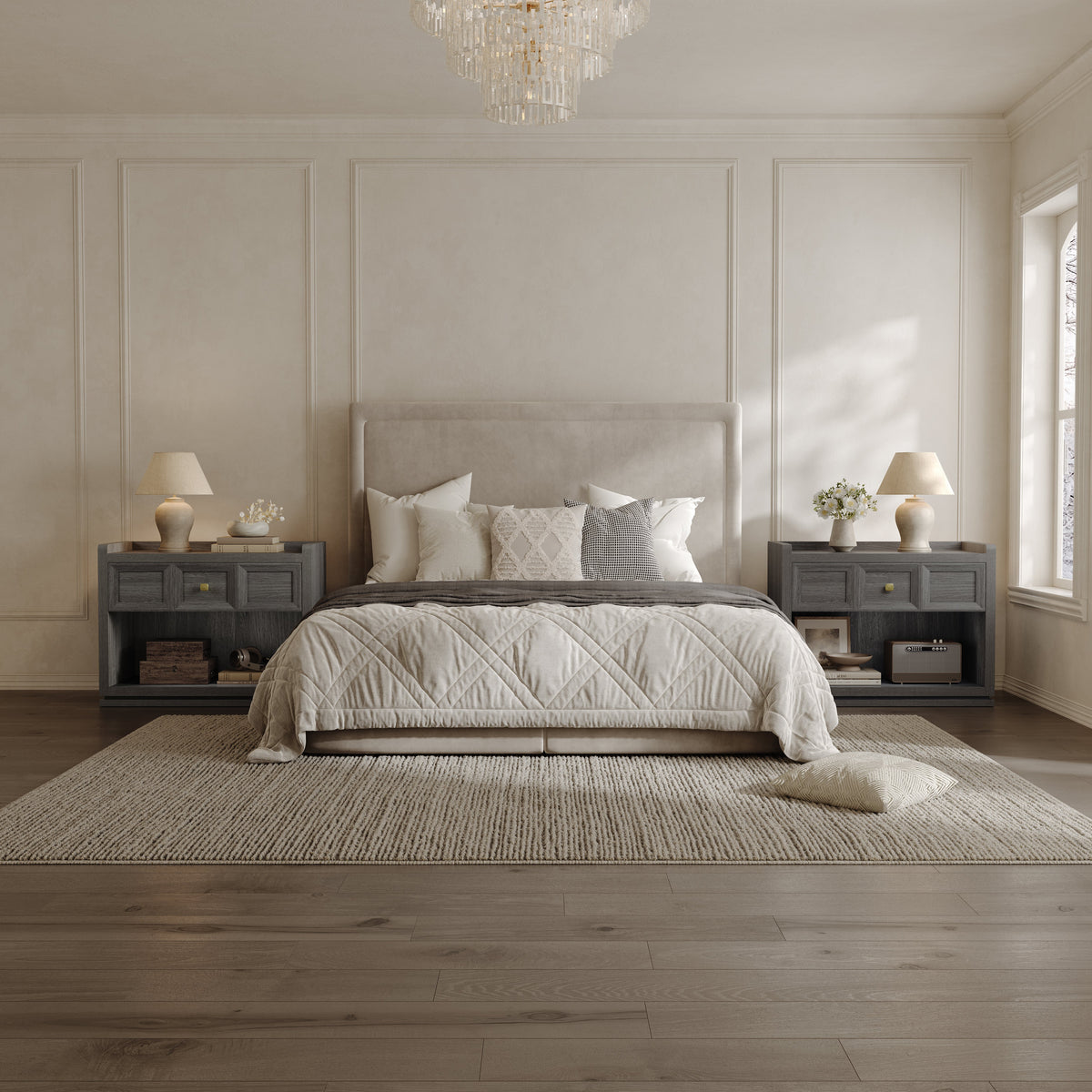 Helio 6-Drawer Dresser and Nightstands Set For Bedroom