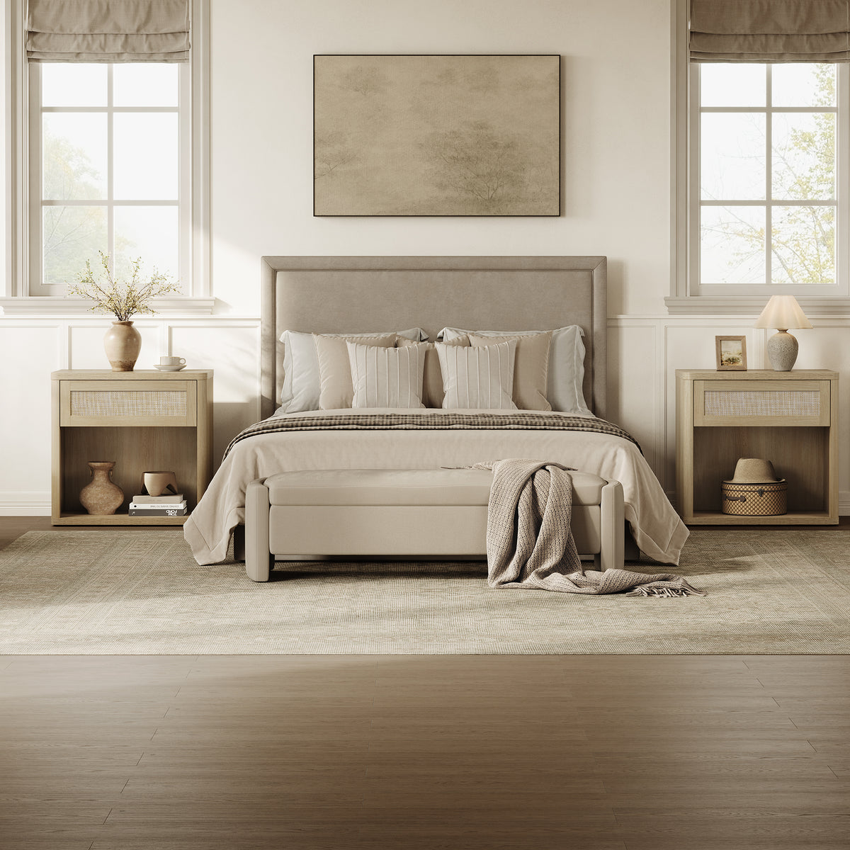 Zura Modular Large-Size Bedroom Sets, Rattan Style