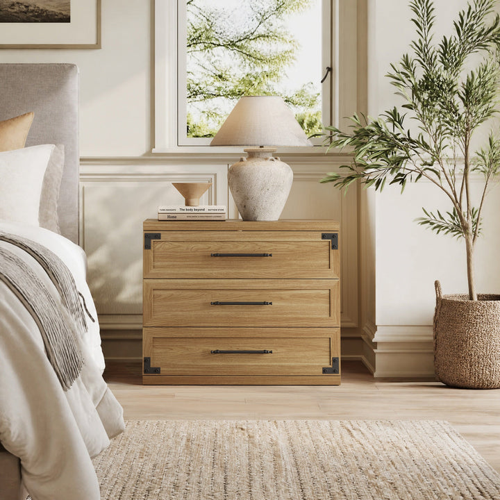 Willow 3-Drawers Nightstands Set - 2 Pieces - Oak Brown