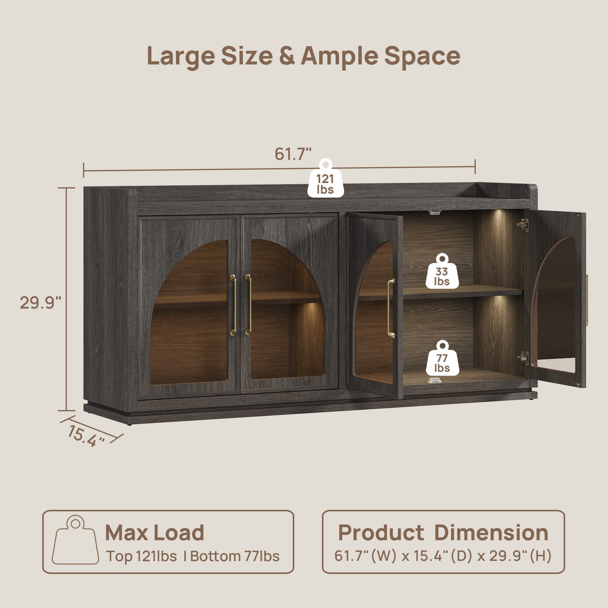 Helio Glass-Door Sideboard Cabinet