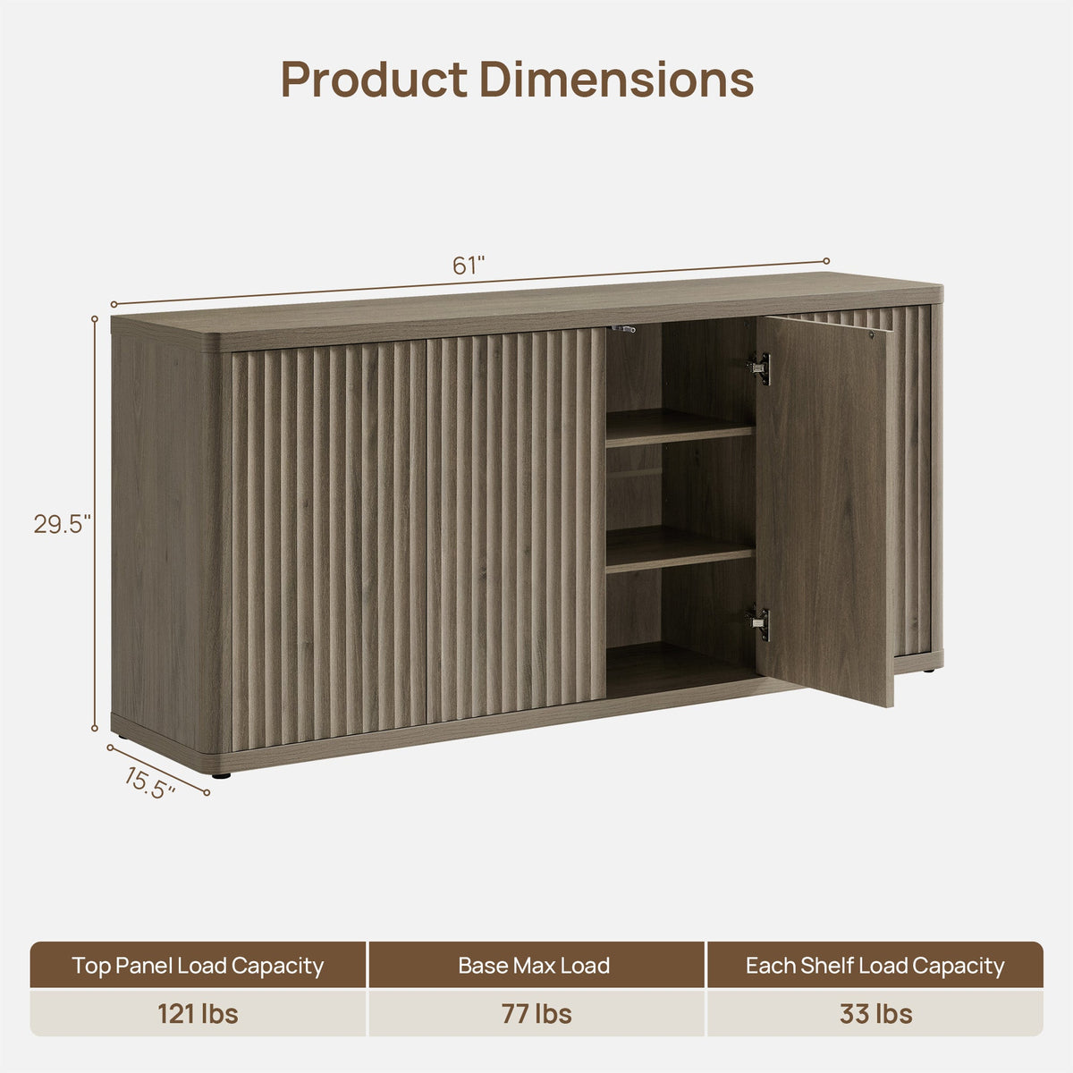 Cas 61''Wide TV Stand with Cable Management
