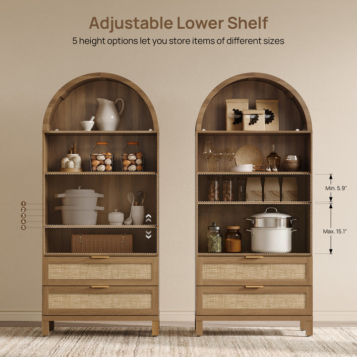 Savanna Arched Buffet Cabinet with Storage, 71Inch Tall