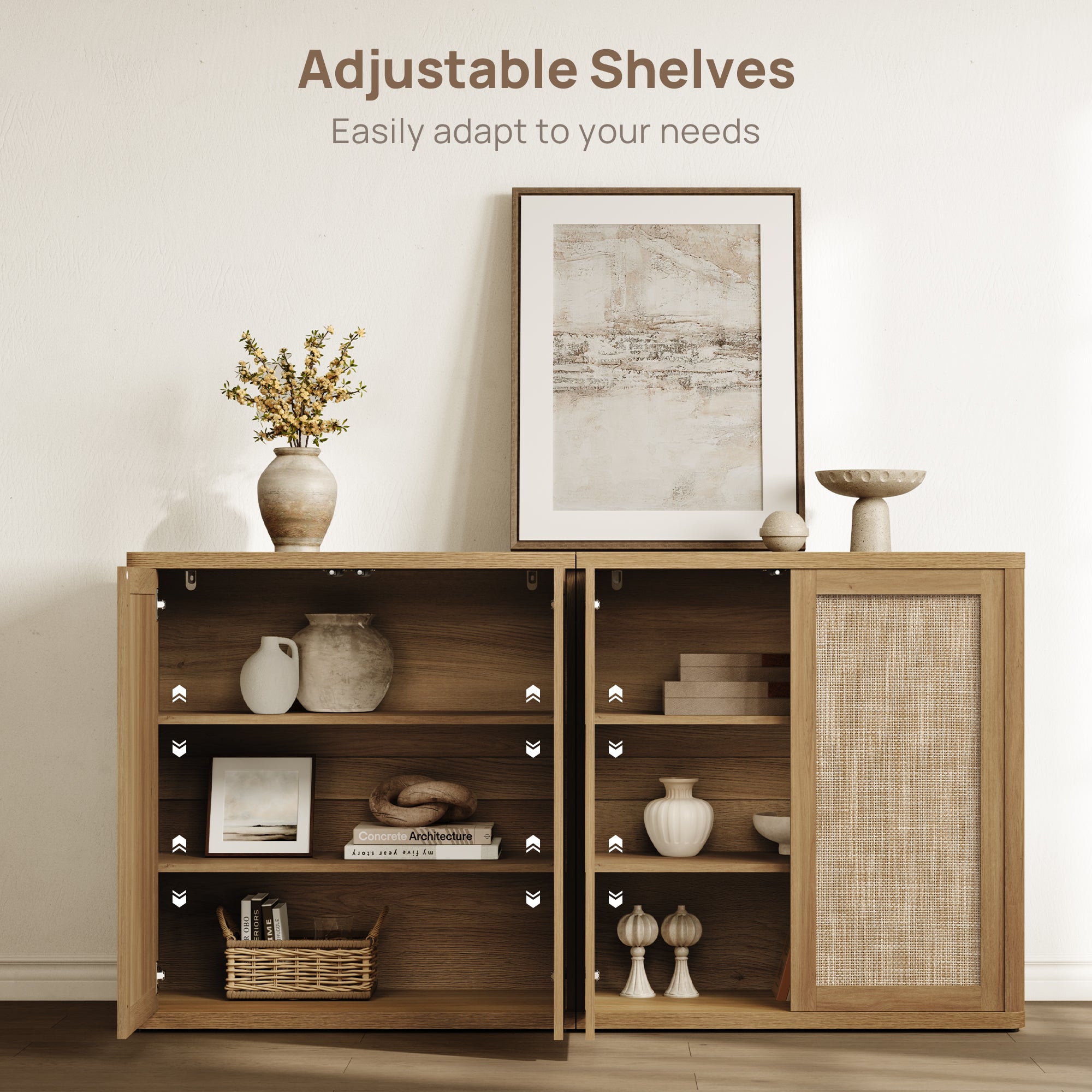 Zura Rattan Sideboards Set of 3, Sectional Design