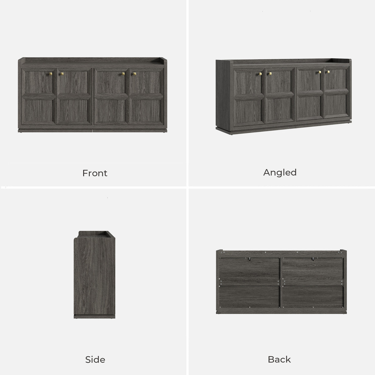 Helio Black Sideboard with 4 Doors, Set of 2