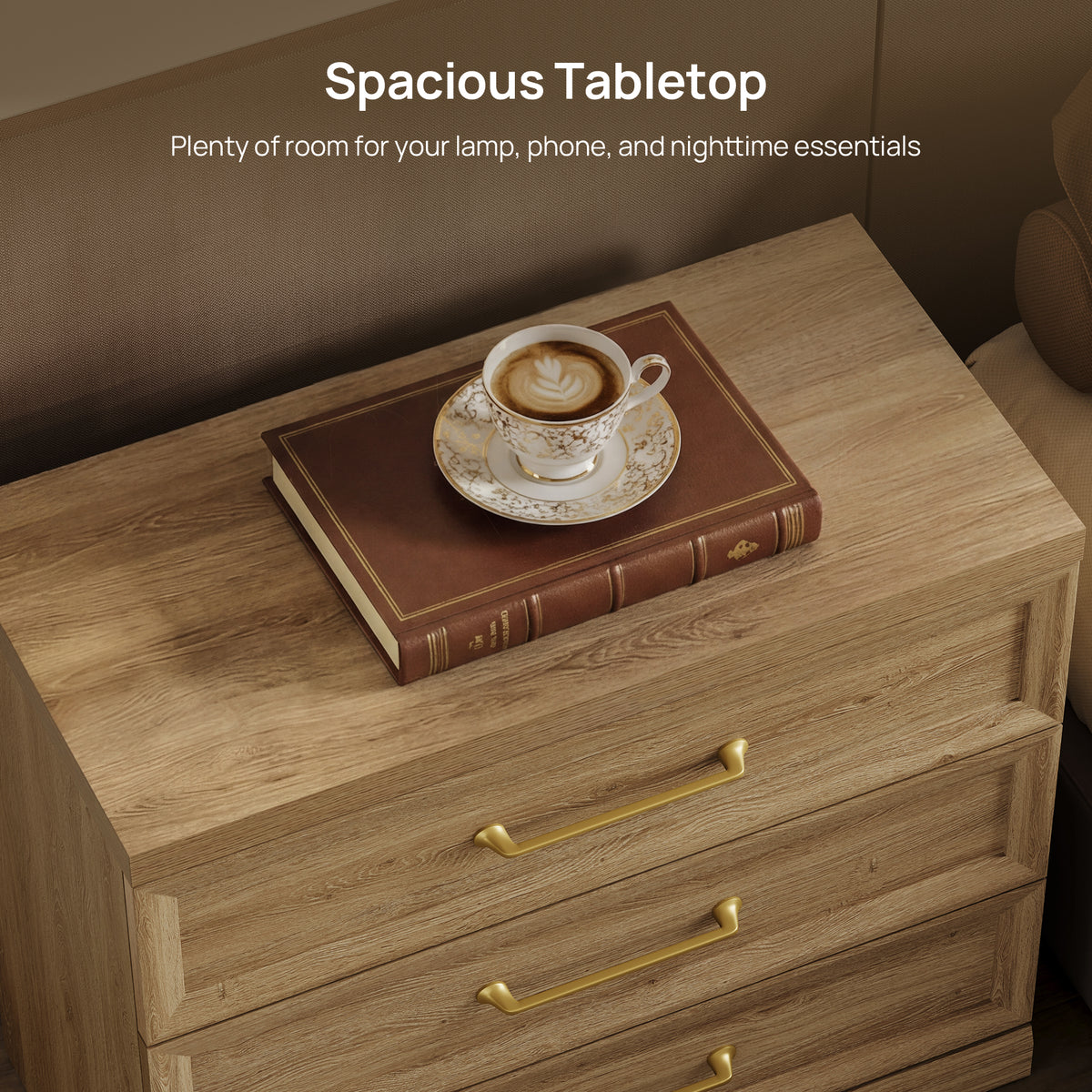 Helio 3-Drawer Nightstand, Bedroom Storage