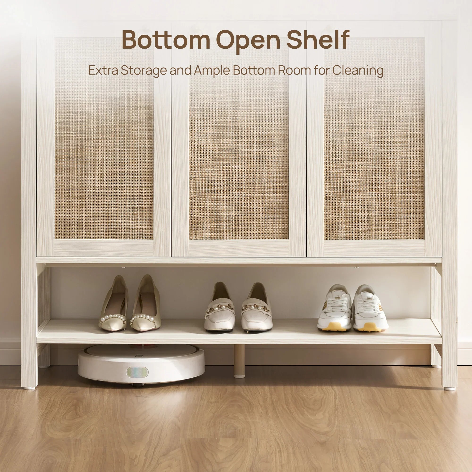 Terran White Shoe Cabinet, 3 Doors