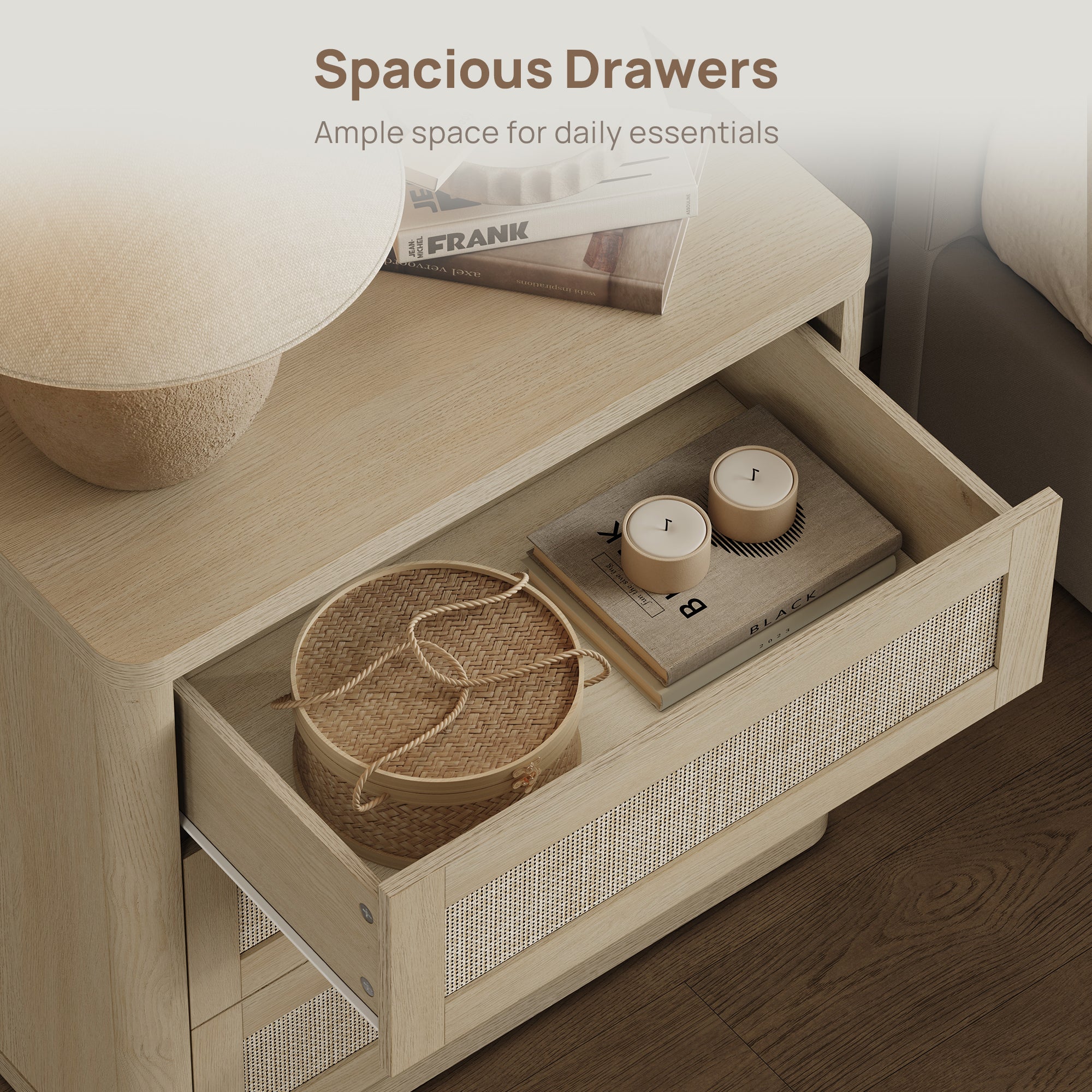 Zura Rattan Dresser and 3-Drawer Nightstand Set