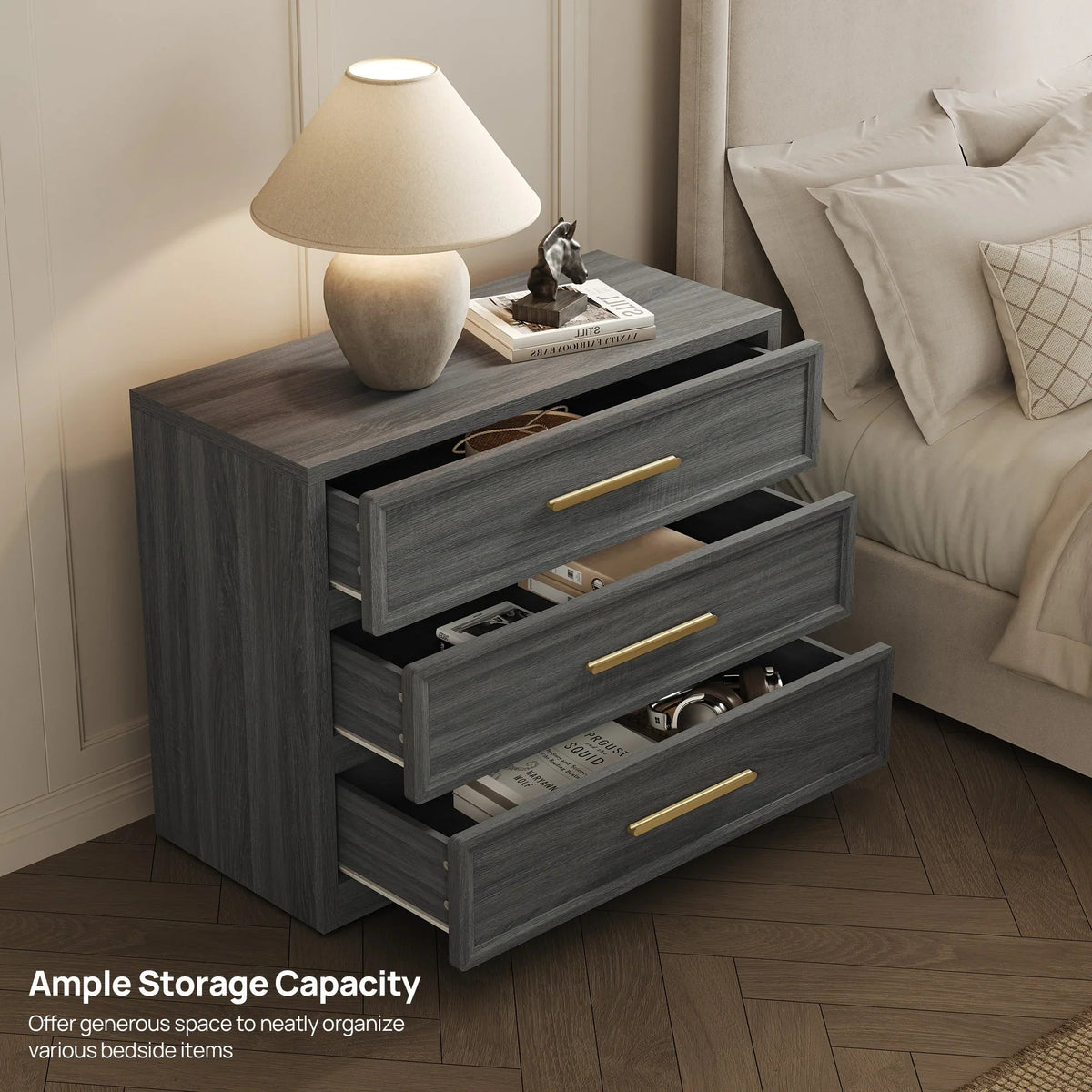Crescent Modular 9 Drawers Dresser, 93.9 Inch Wide - Walnut Brown - 3-Piece Set
