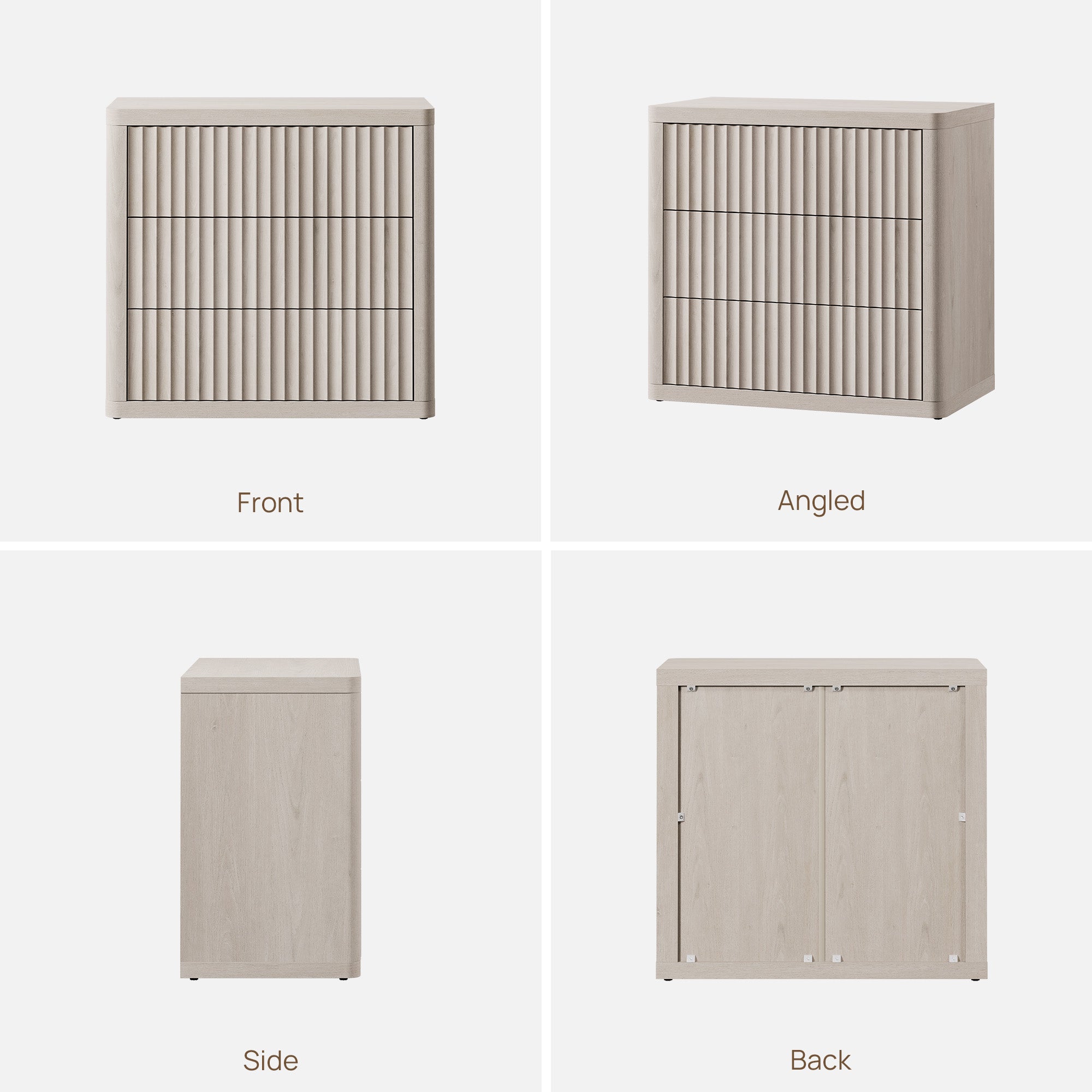 Cas Large-Size Nightstand, 3 Drawers