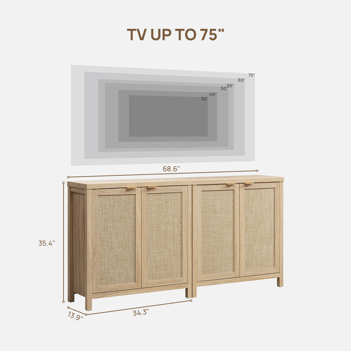 Savanna TV Console with Doors, Set of 2