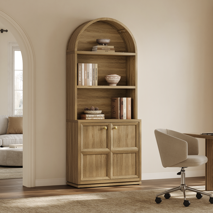 Helio 2-Door Arched Bookcase with Oval Cutout