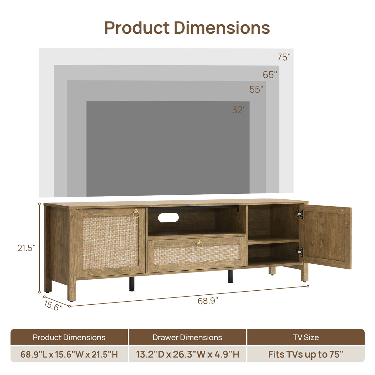 Terra Rattan TV Stand for up to 75Inch TV