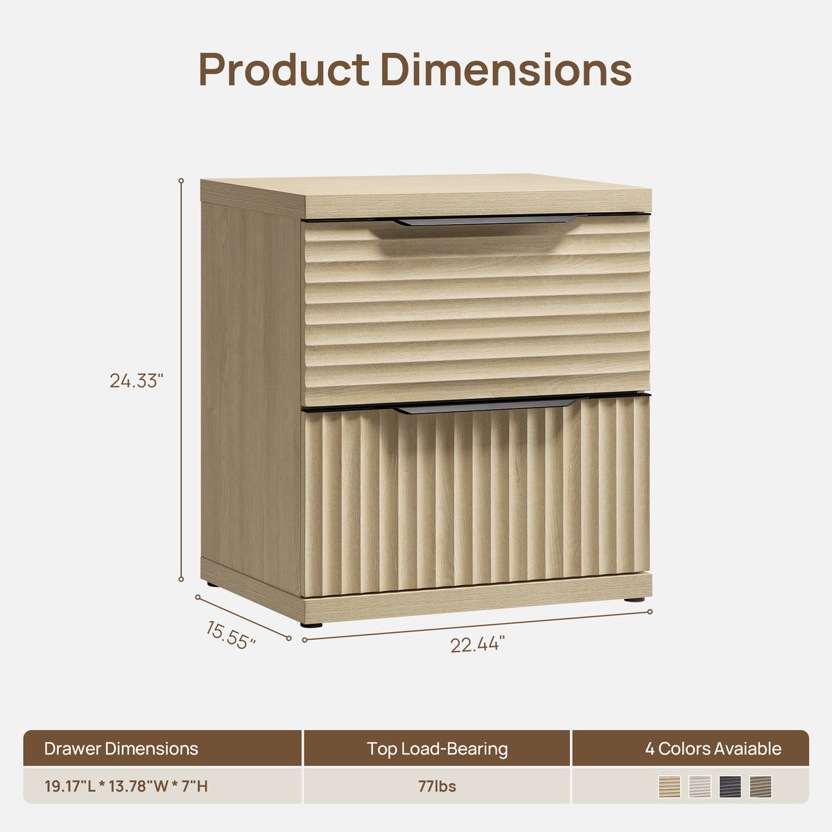 Stria 2-Drawer Nightstand with Interchangeable Panels