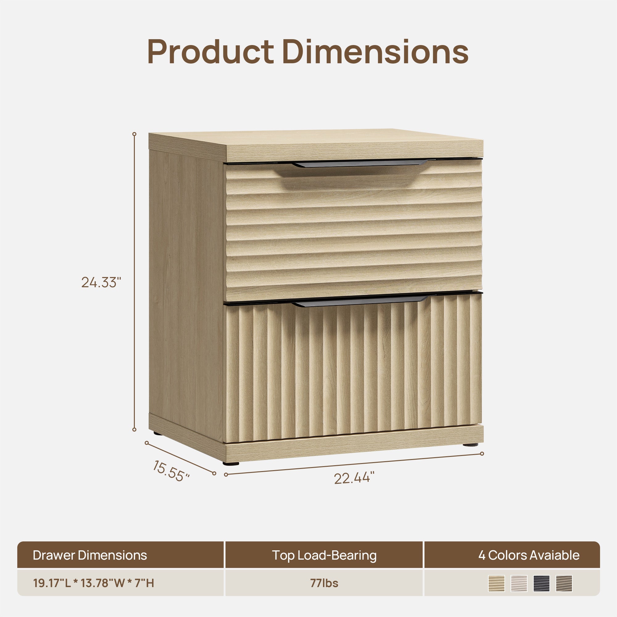 Stria 2-Drawer Nightstand with Interchangeable Panels