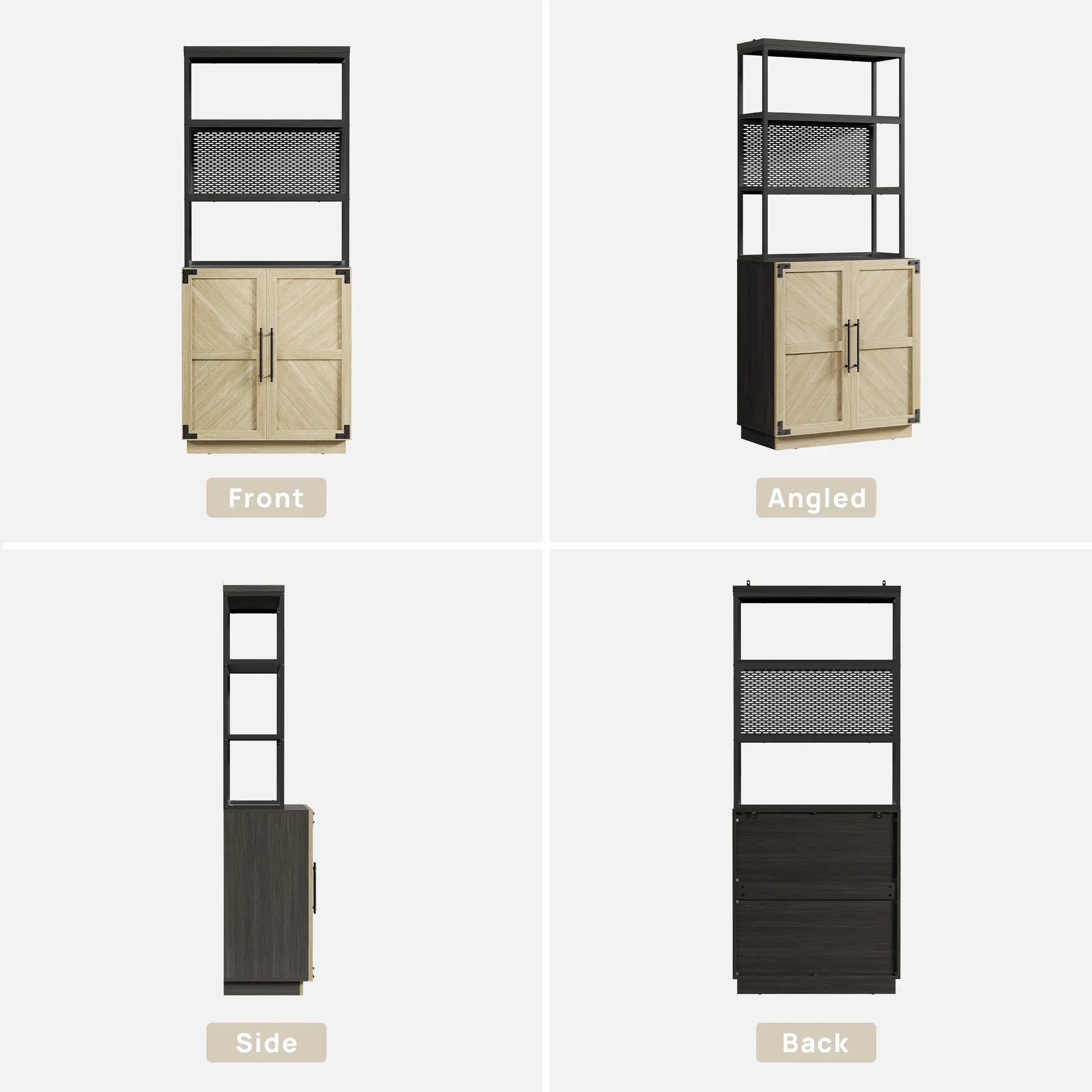 Willow 2 Doors Bookshelf, 75.3 Inch Tall