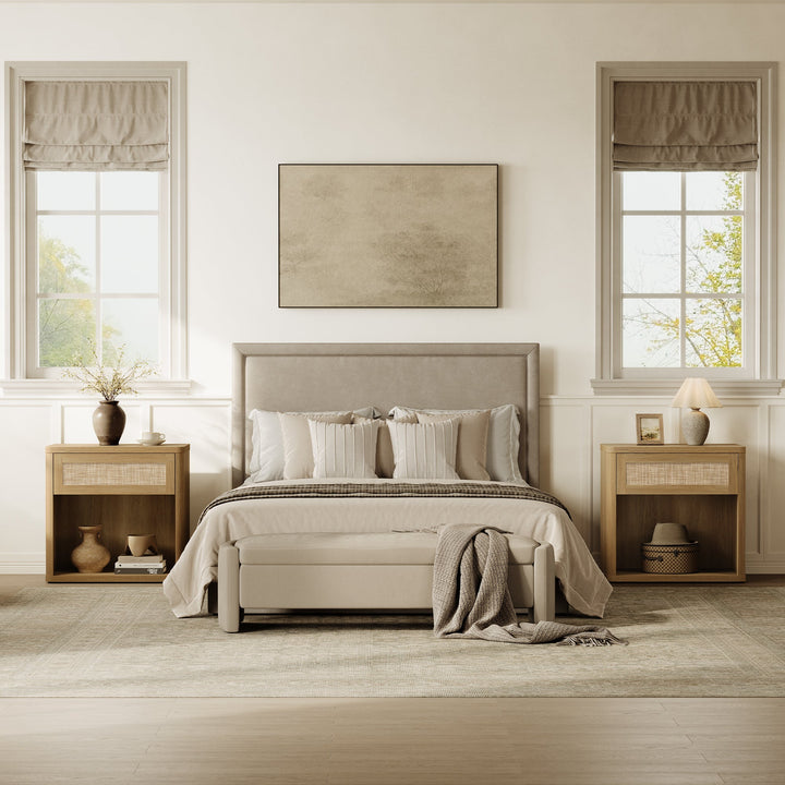 Zura Sectional Bedroom Sets, Large Storage for Bedroom - Sand Oak - 1 Set