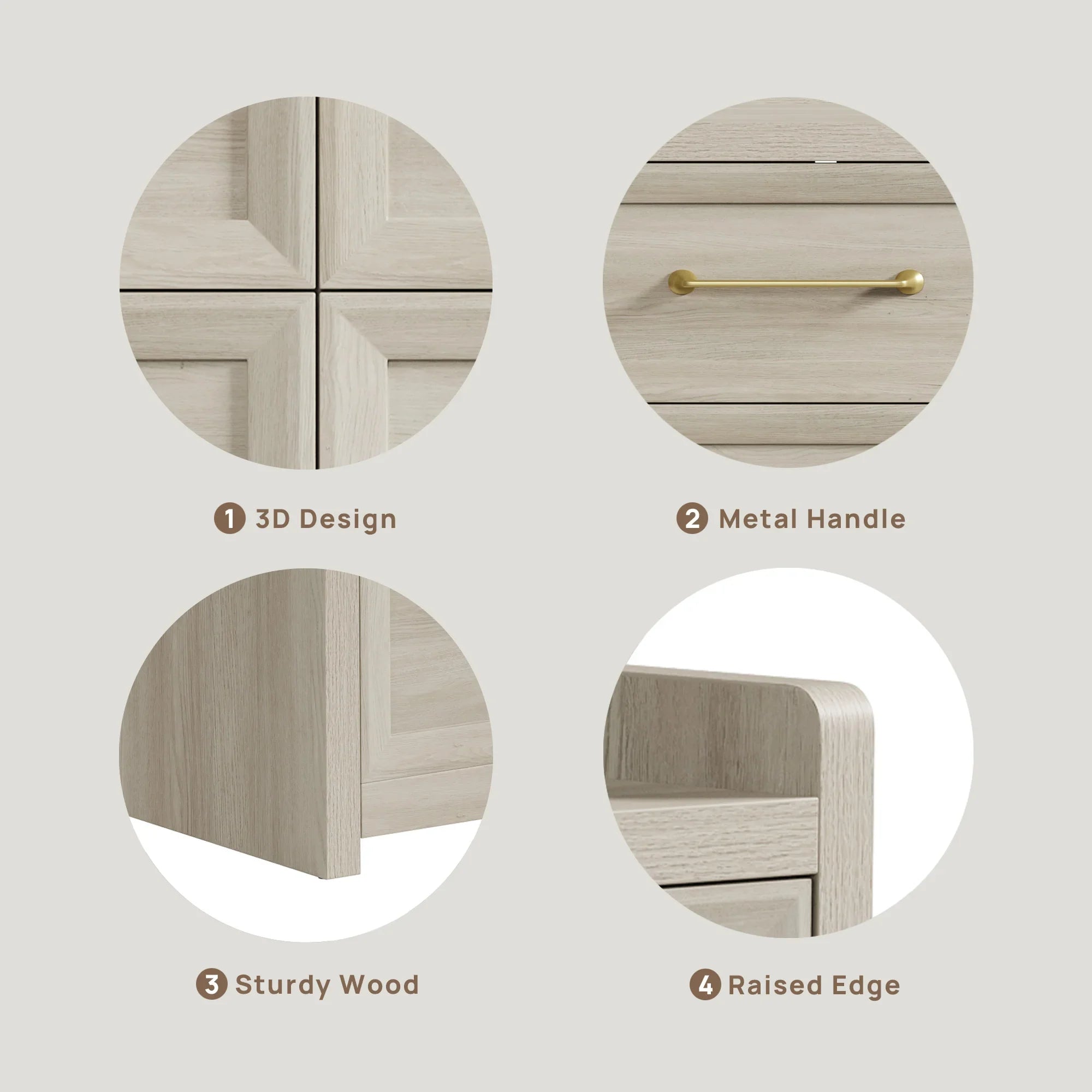 Helio 6-Drawer Dresser and Large Nightstands Set