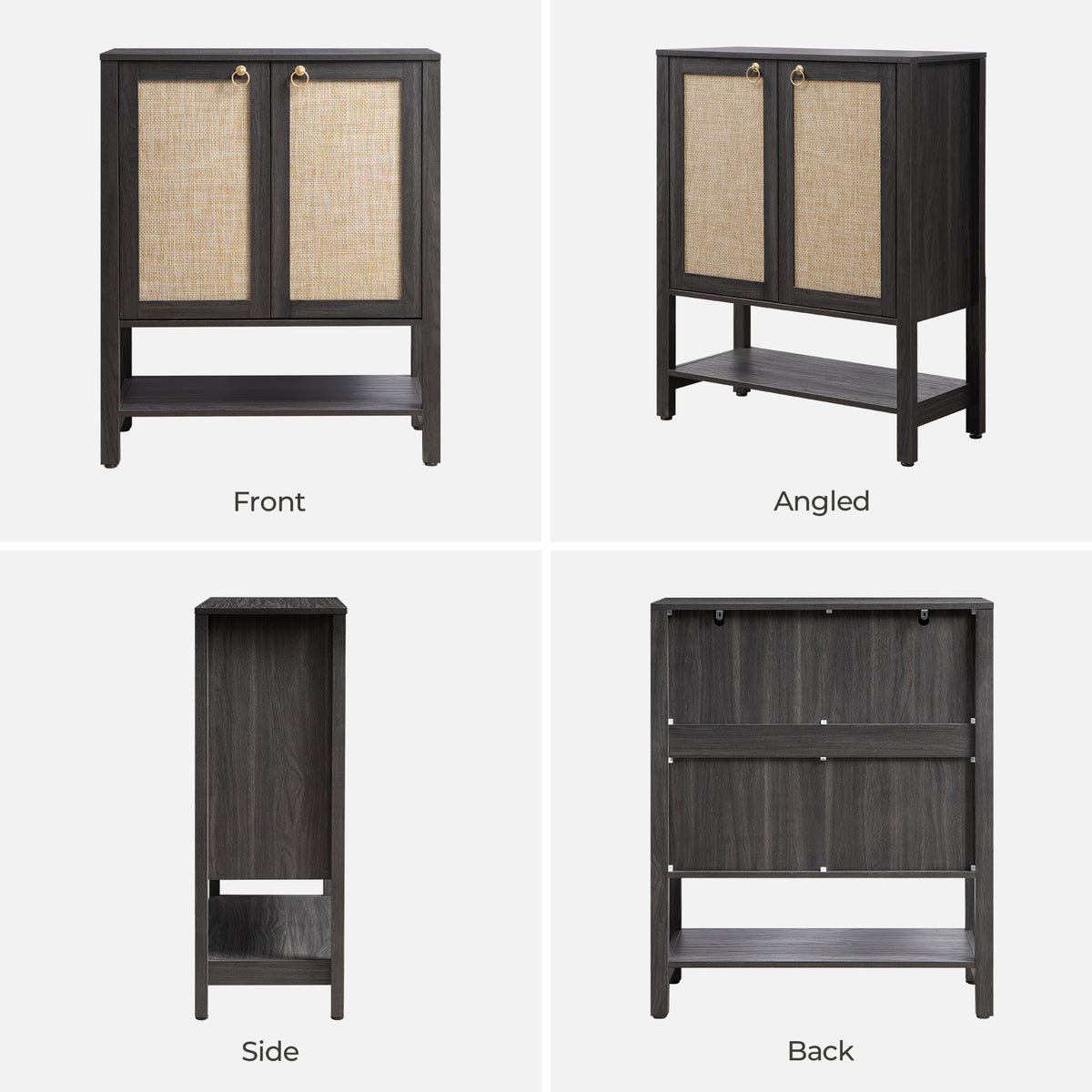 Terra Black Shoe Cabinet, 2 Doors, Set of 2