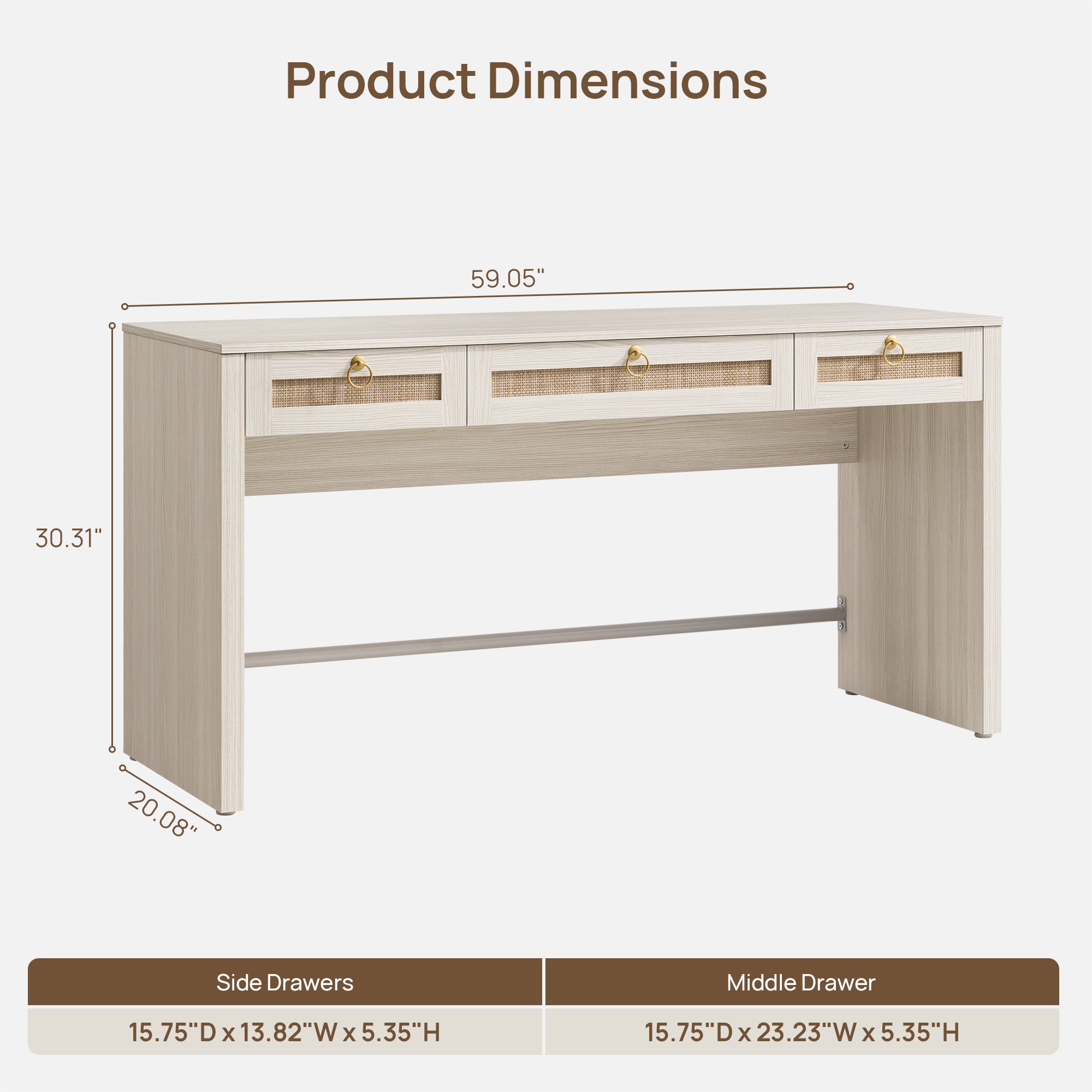 Terra Office Desk with 3 Drawers