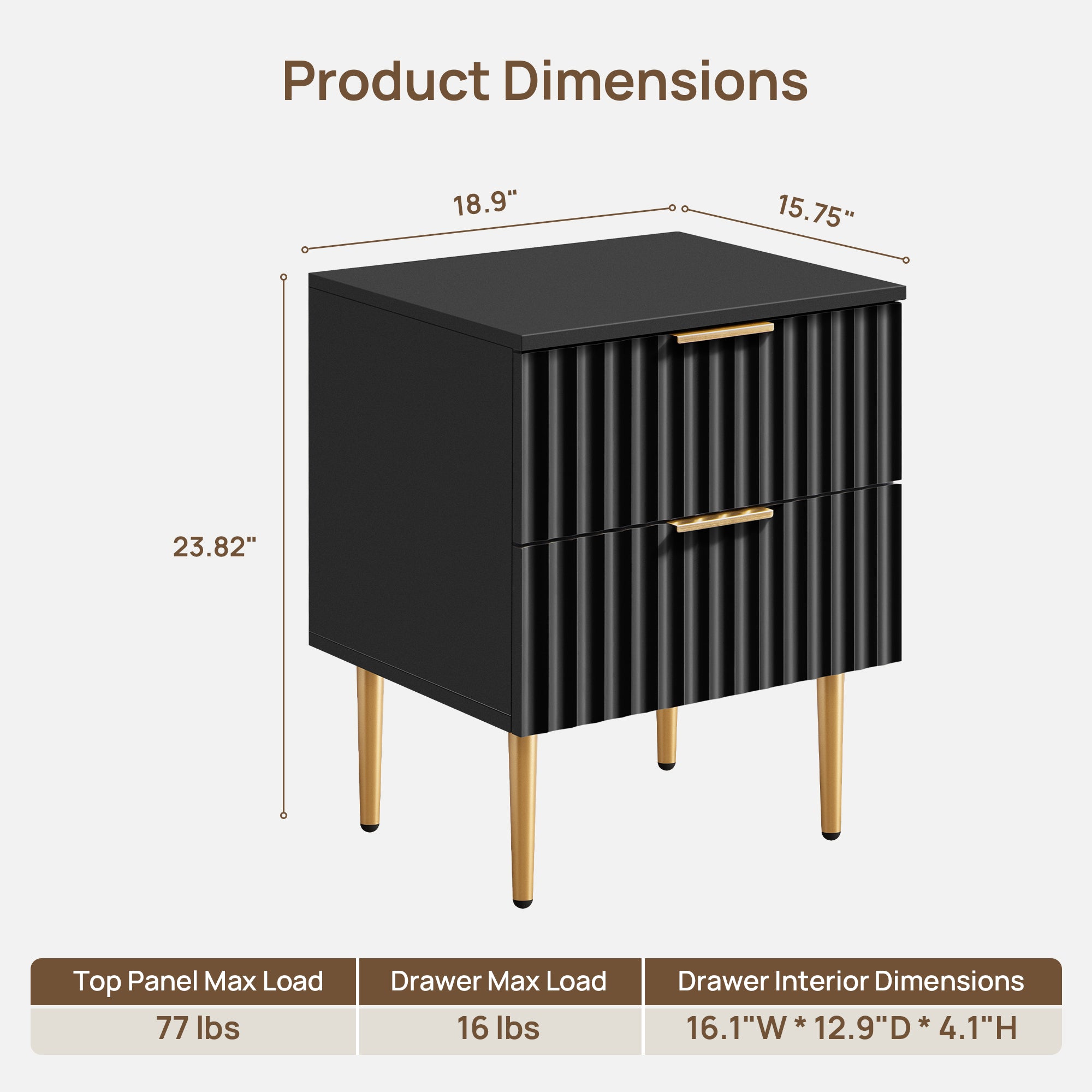Opus Black Nightstand
