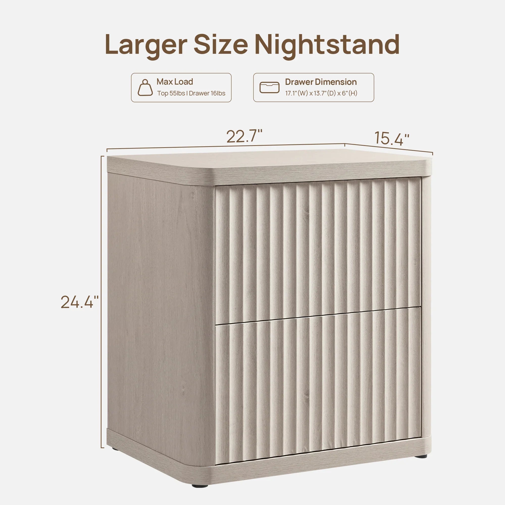 Cas 2 Drawers Nightstand for Bedroom