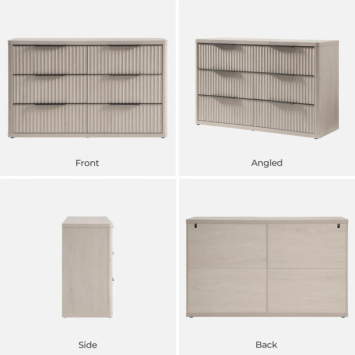 Cas 6 Drawers Dresser, 2 Pieces