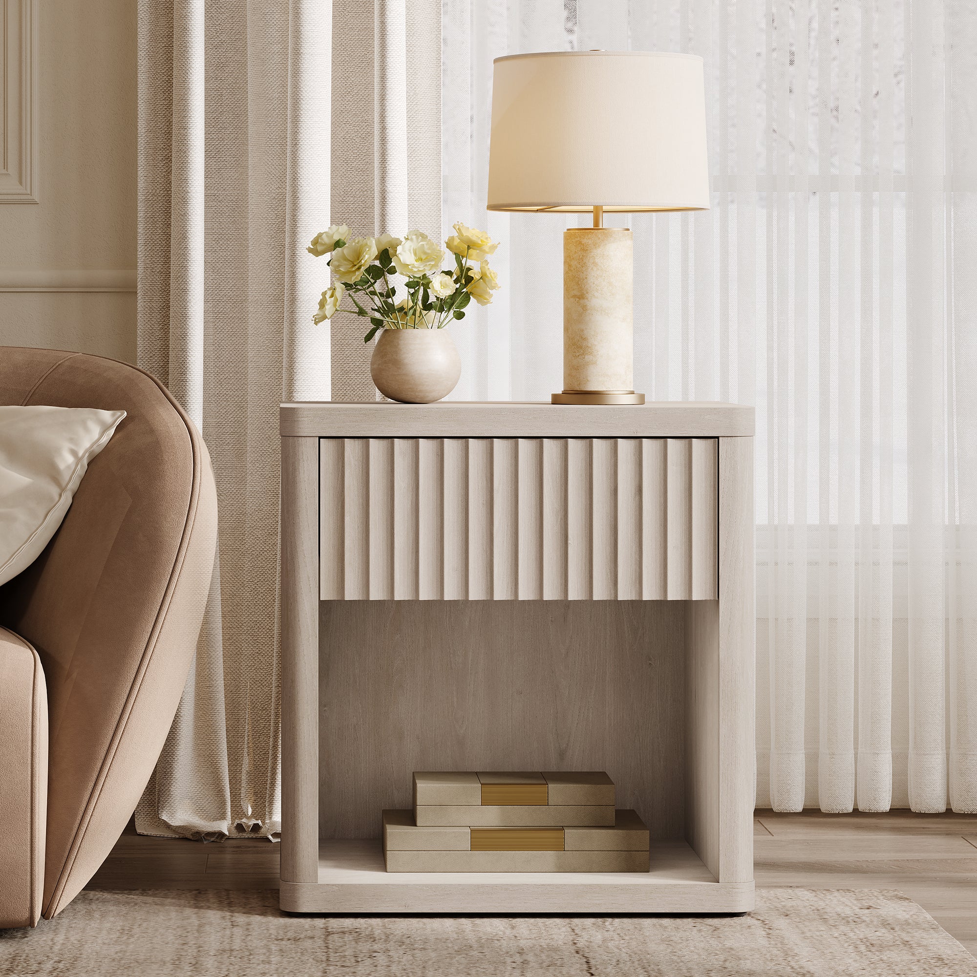 Stria Chest of Drawers and Nightstands Set