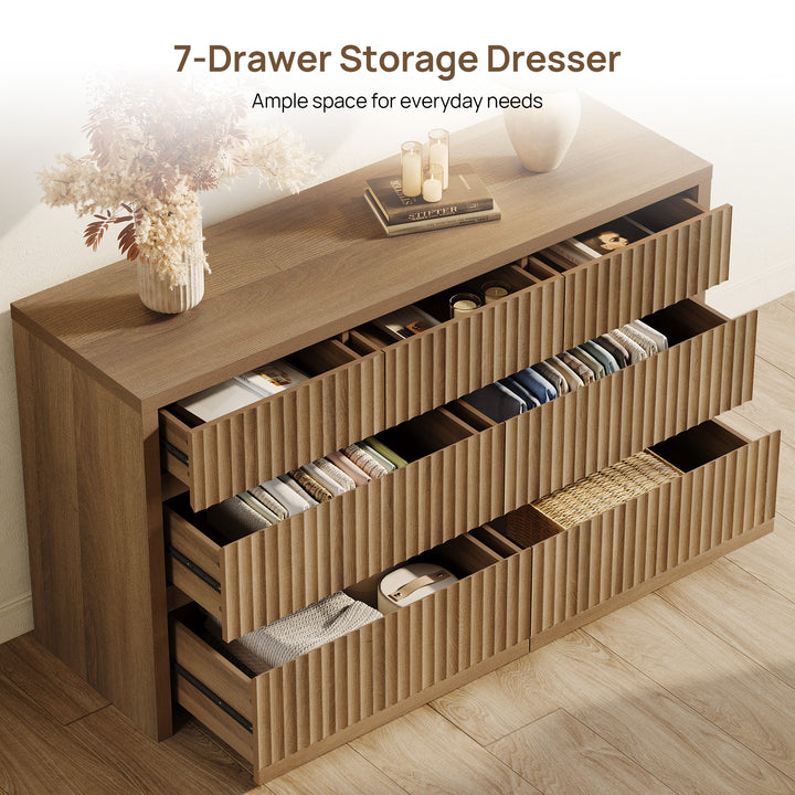 Prelude Contemporary 7 Drawers Dresser for Bedroom