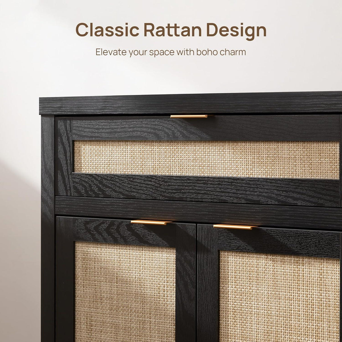 Savanna Black Storage Buffet Cabinet with Drawers, Set of 2