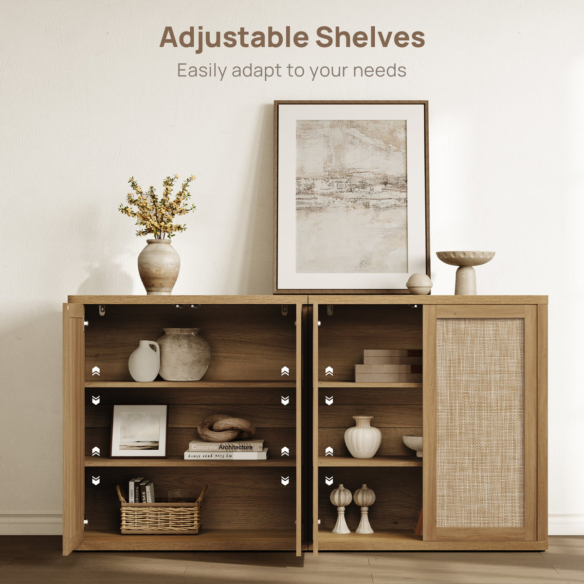 Zura Rattan Sideboards Set, Sectional Design