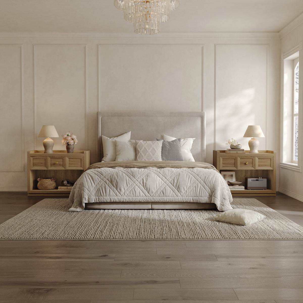 Helio Bedroom Dresser and Nightstands Set, 6 Drawers