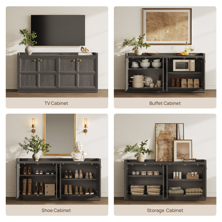 Helio Black Sideboard with 4 Doors, Set of 2