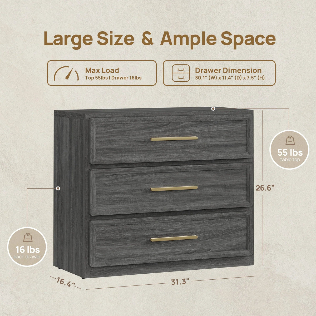 Crescent Modular 26.6'' Tall Dresser and Nightstands Set