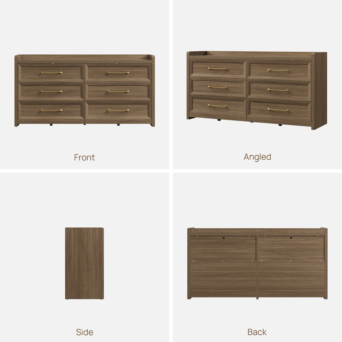 Helio Modern Dresser with 6-Drawer for Bedroom, Set of 2