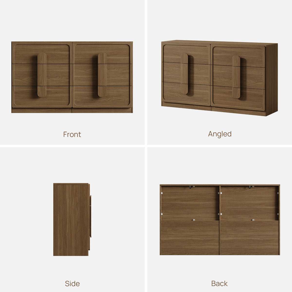 Arcus 6 Drawers Dresser with Arched Handles