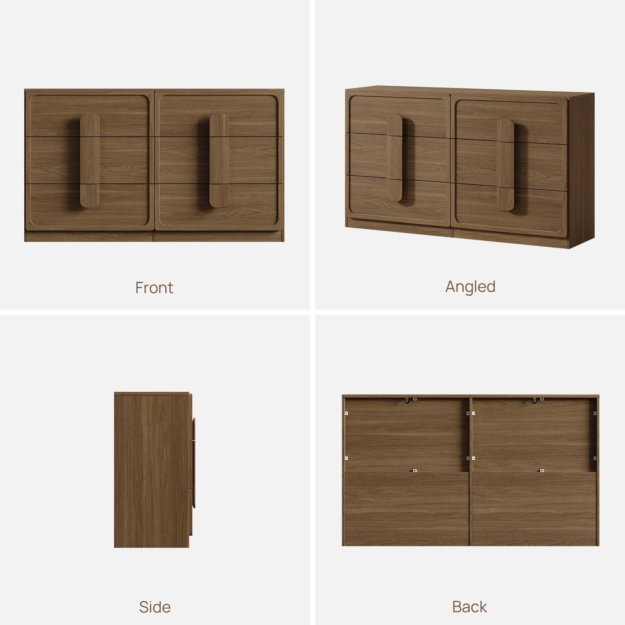 Arcus 6 Drawers Dresser with Arched Handles
